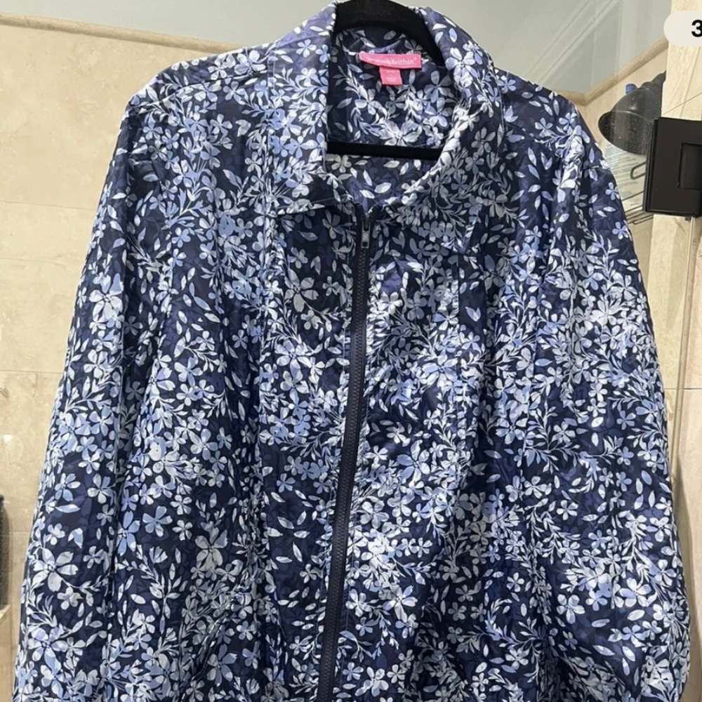 Woman Within 26/28 2X Rain Coat  Jacket New Full Zip  Windbreaker